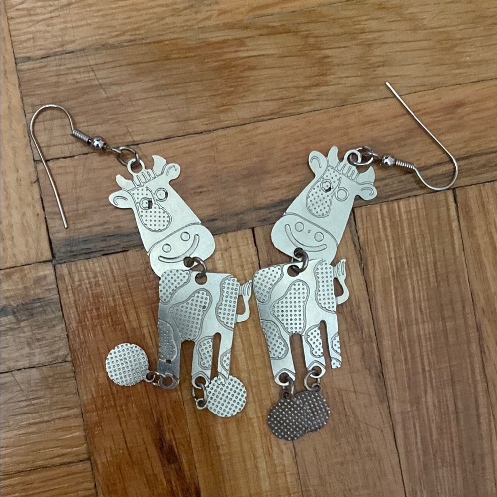 Cute cow earrings, silver color fun  Earrings